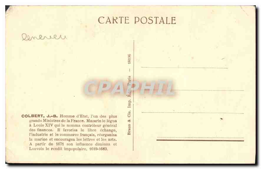 CPA Colbert 1619 1683  — Verso