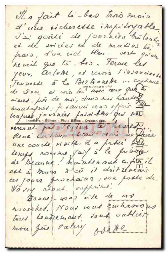 CPA Zenobie sur les Nords de l'Araxe Baudry  — Rückseite