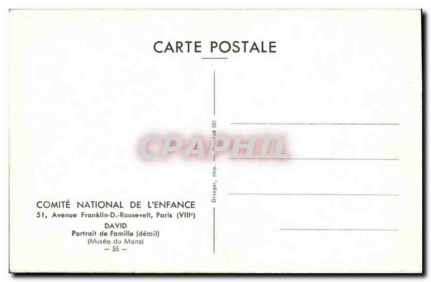 CPA Comite National de l'Enfance David Portrait de Famille detail Musee du Mans  — Verso