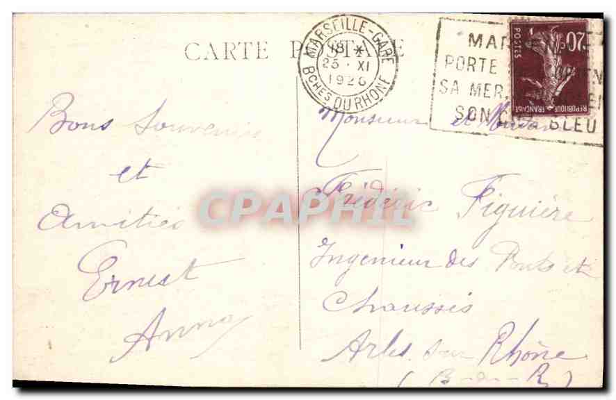 CPA Marseille Fontaine Cantini  — Rückseite