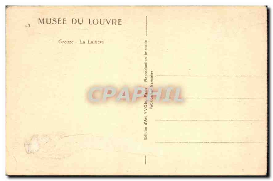 CPA Musee du Louvre Greuze La Laitiere  — Rückseite