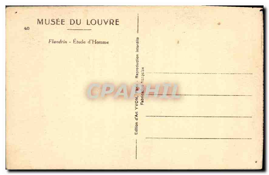 Étude d'Homme — Flandrin — Édition d'Art YVON, Paris — Verso