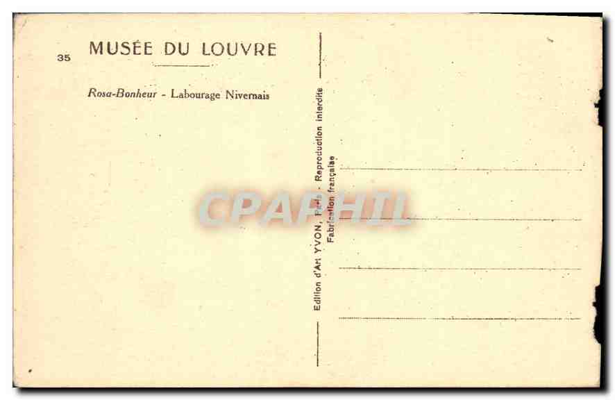 CPA Rosa Bonheur Labourage Nivernais  — Rückseite