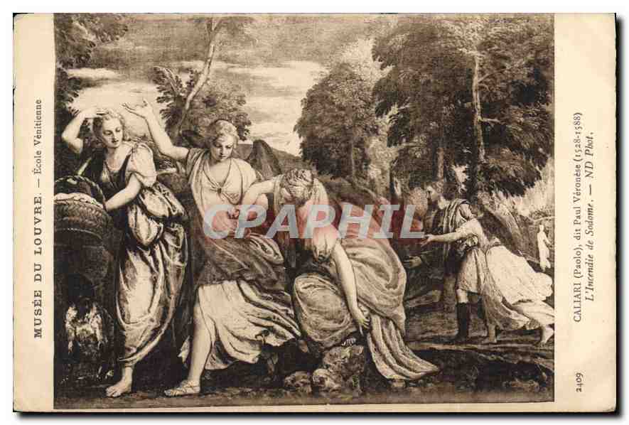 CPA Musee du Louvre Ecole Venitienne Caliari Paolo dit Paul Veronese L'Incendie de Sodome 