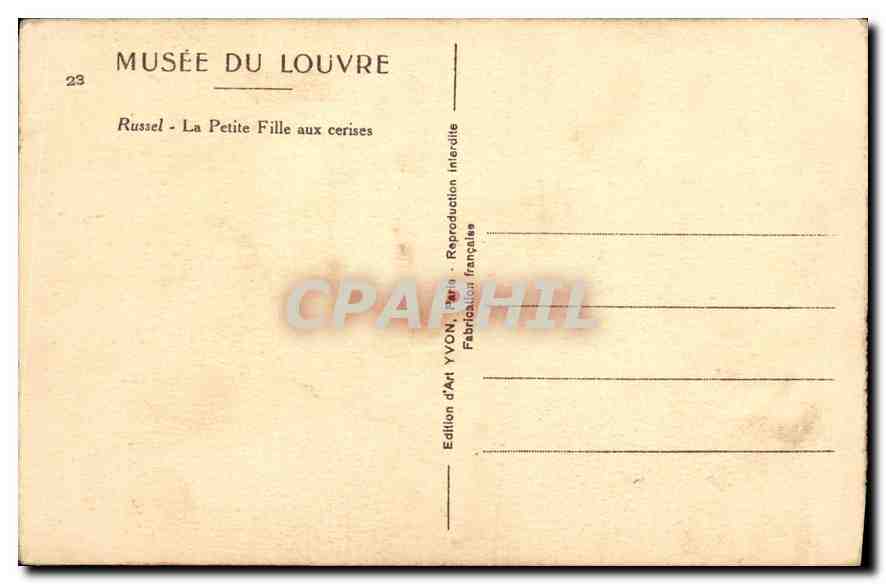 CPA Russel La Petite Fille aux cerises  — Rückseite
