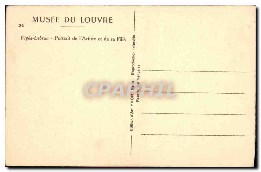 CPA Vigee Lebrun Portait de l'Artiste et de sa Fille  — Verso