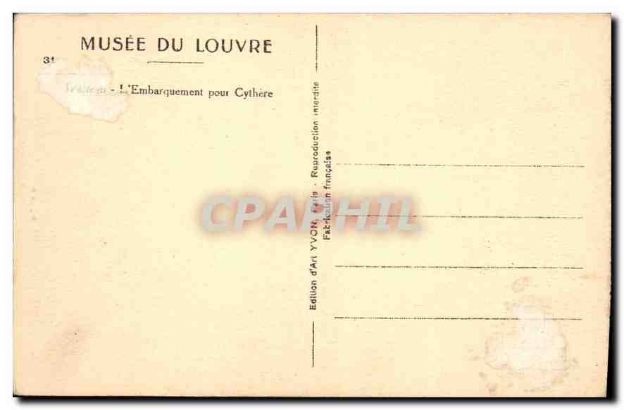 CPA L'Embarquement pour Cythere  — Verso