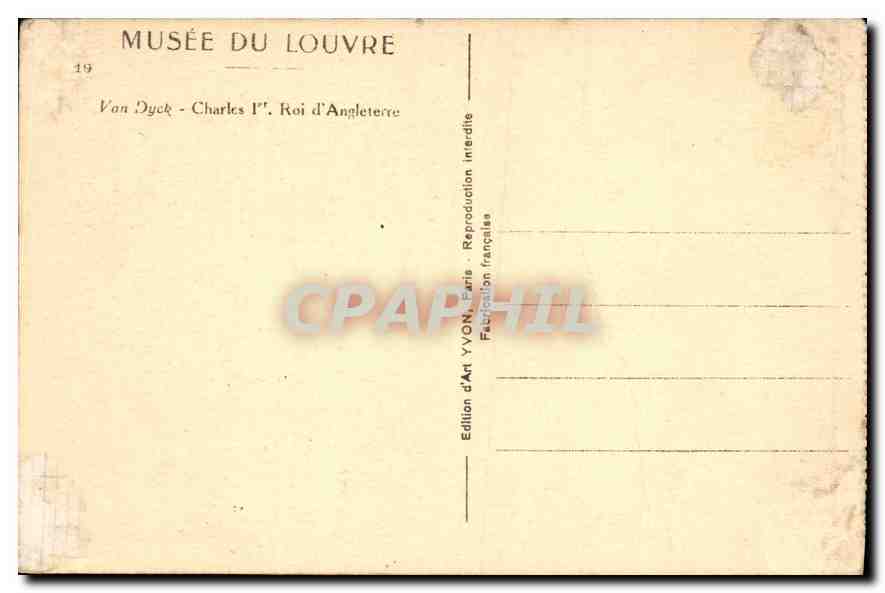 CPA Van Dyck Charles Roi d'Angleterre  — Verso