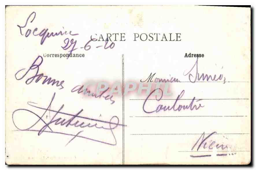 CPA Locquirec Finistere Les Rochers  — Rückseite