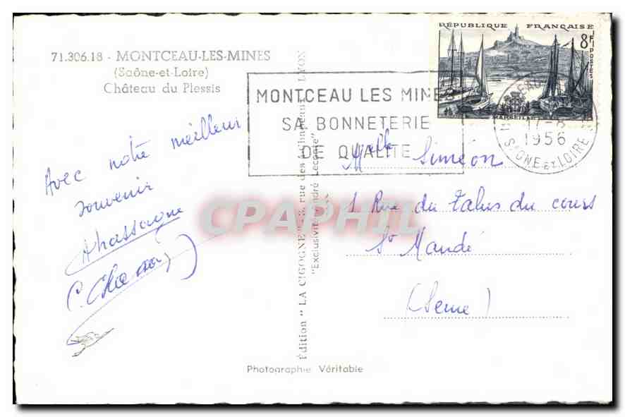 Château du Plessis — Montceau-les-Mines — édition LA OISOGNE — Verso