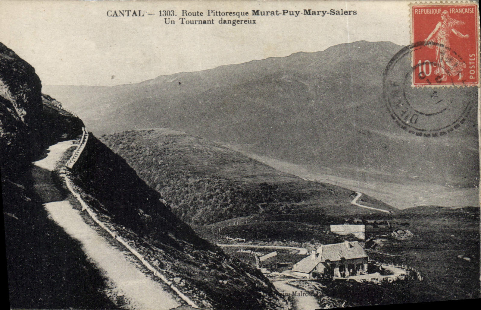 CPA Route Pittoresque Murat Puy Mary Salers Un Tournant Dangereux 