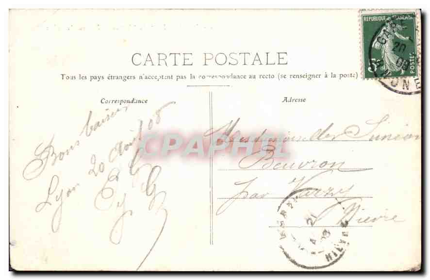 CPA Lyon Pont du Chemin de Fer sur la Saone Train Bateau — Verso