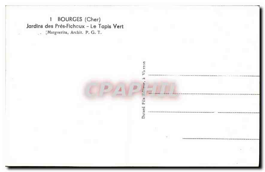 CPA Bourges Cher Jardins des Pres Ficheoux Le Tapis Vert  — Rückseite