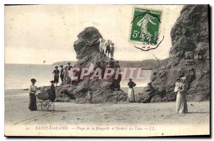 CPA Saint Nazaire Plage de la Rougeole et Rochers du Lion 