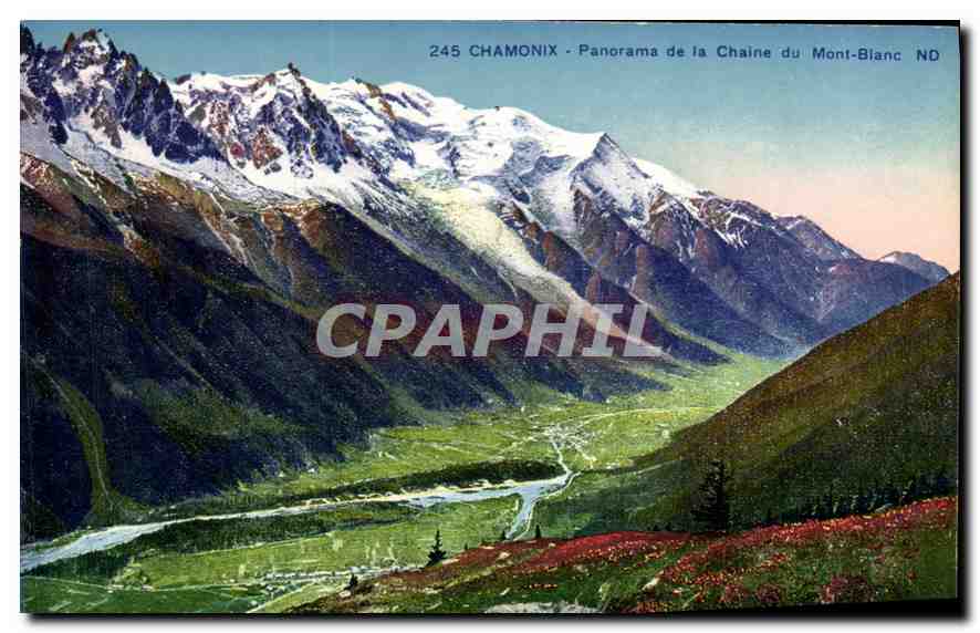 CPA Chamonix Panorama de la Chaine du Mont Blanc 