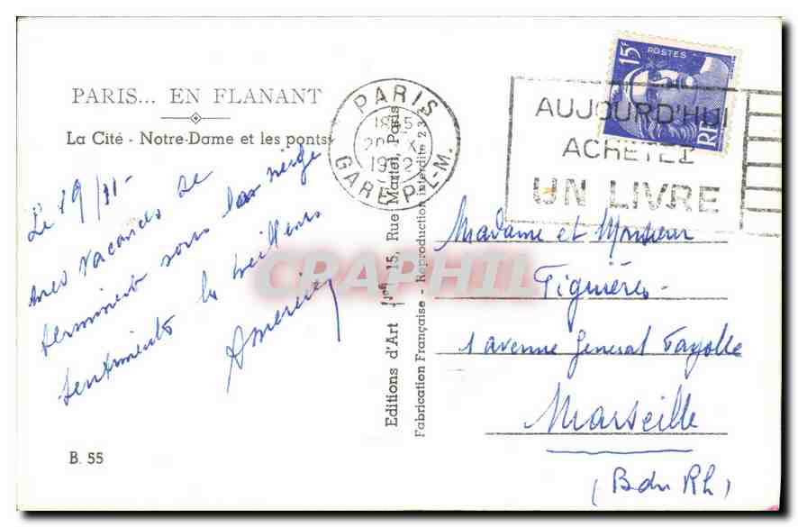 CPA Paris La Cite Notre Dame et les ponts  — Verso