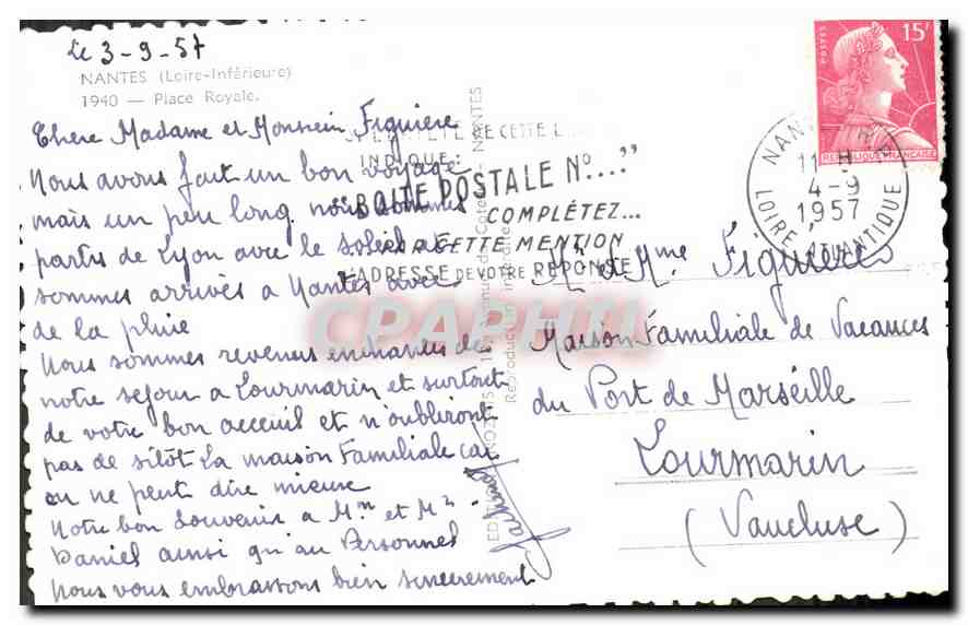 CPA Nantes Loire Interieure Place Royale  — Rückseite
