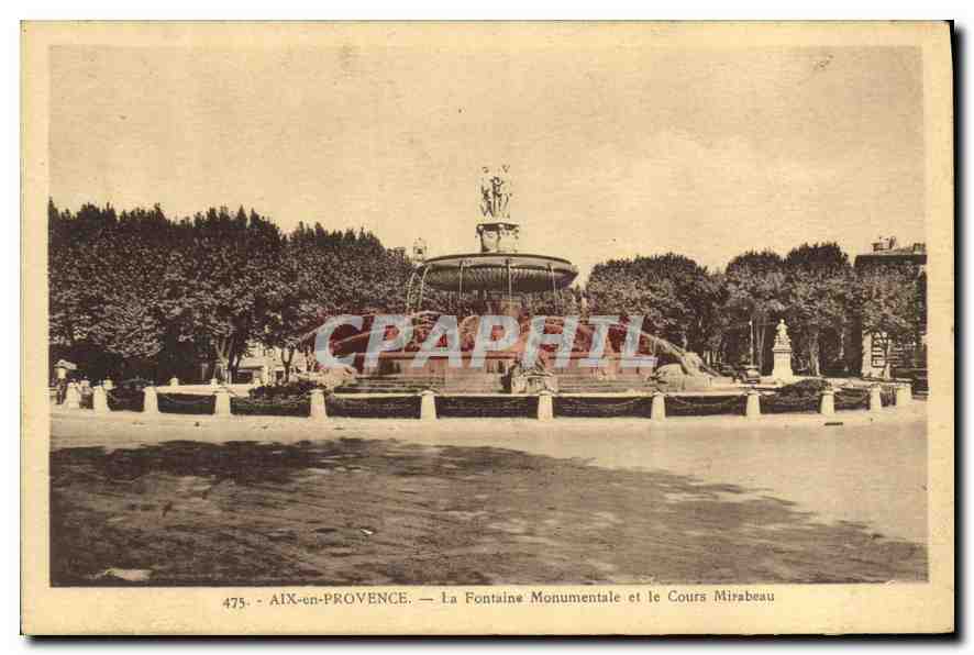 AIX-en-PROVENCE — La Fontaine Monumentale et le Cours Mirabeau — Édition La Giandevès, n° 475
