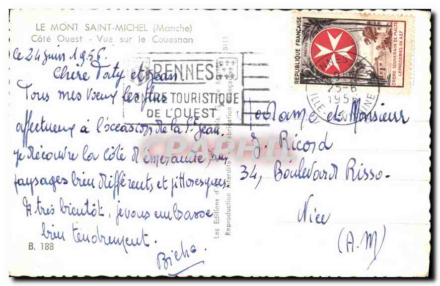 CPA Le Mont Saint Michel Manche Cote Ouest Vue sur le Couesnon  — Rückseite