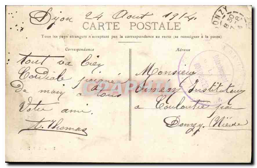 CPA Dijon Place d'Armes et hotel de Ville  — Rückseite
