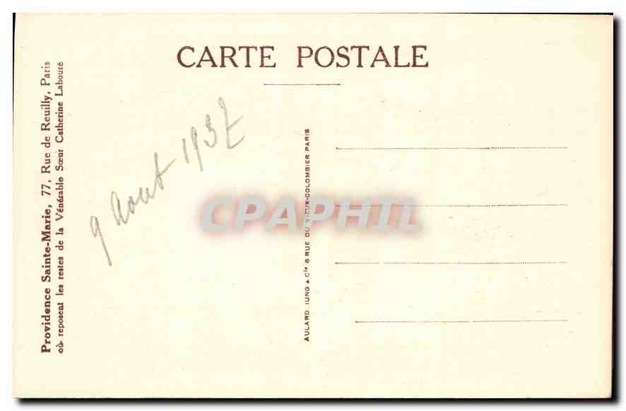 CPA Deuxieme apparition de la Vierge de la medaille miraculeuse a la Venerable Soeur Catherine Labou — Back