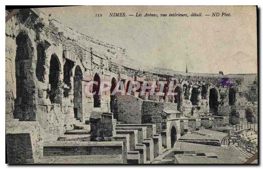 CPA Nimes les Arenes vue interieure detail 