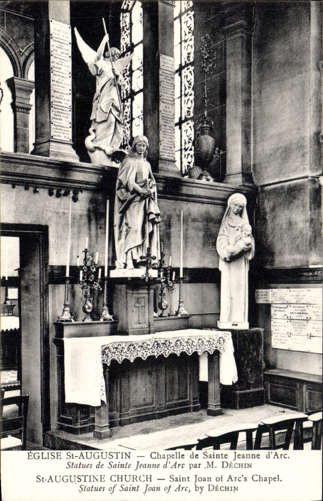 CPA Eglise St Augustin Chapelle de Sainte Jeanne d'Arc statues de Saint Jeanne d'Arc par M Dechin 