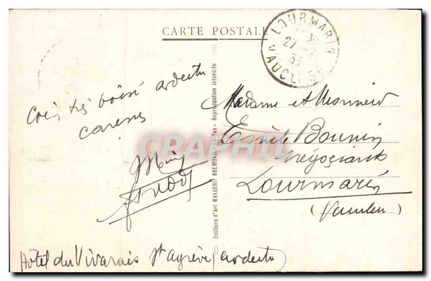 CPA La Louvesc Ardeche vue prise du fond de la Vallee d'Ay  — Verso