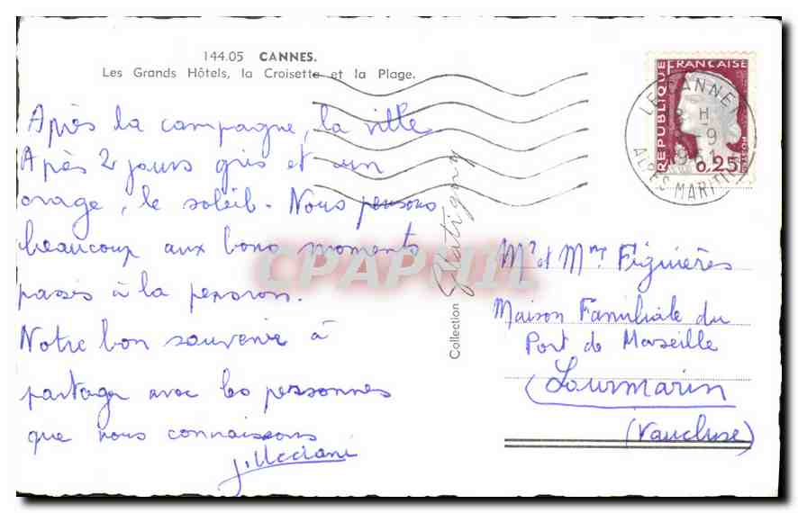 Cannes — Les Grands Hôtels, la Croisette et la Plage — CPA n°144.05 — Reverso