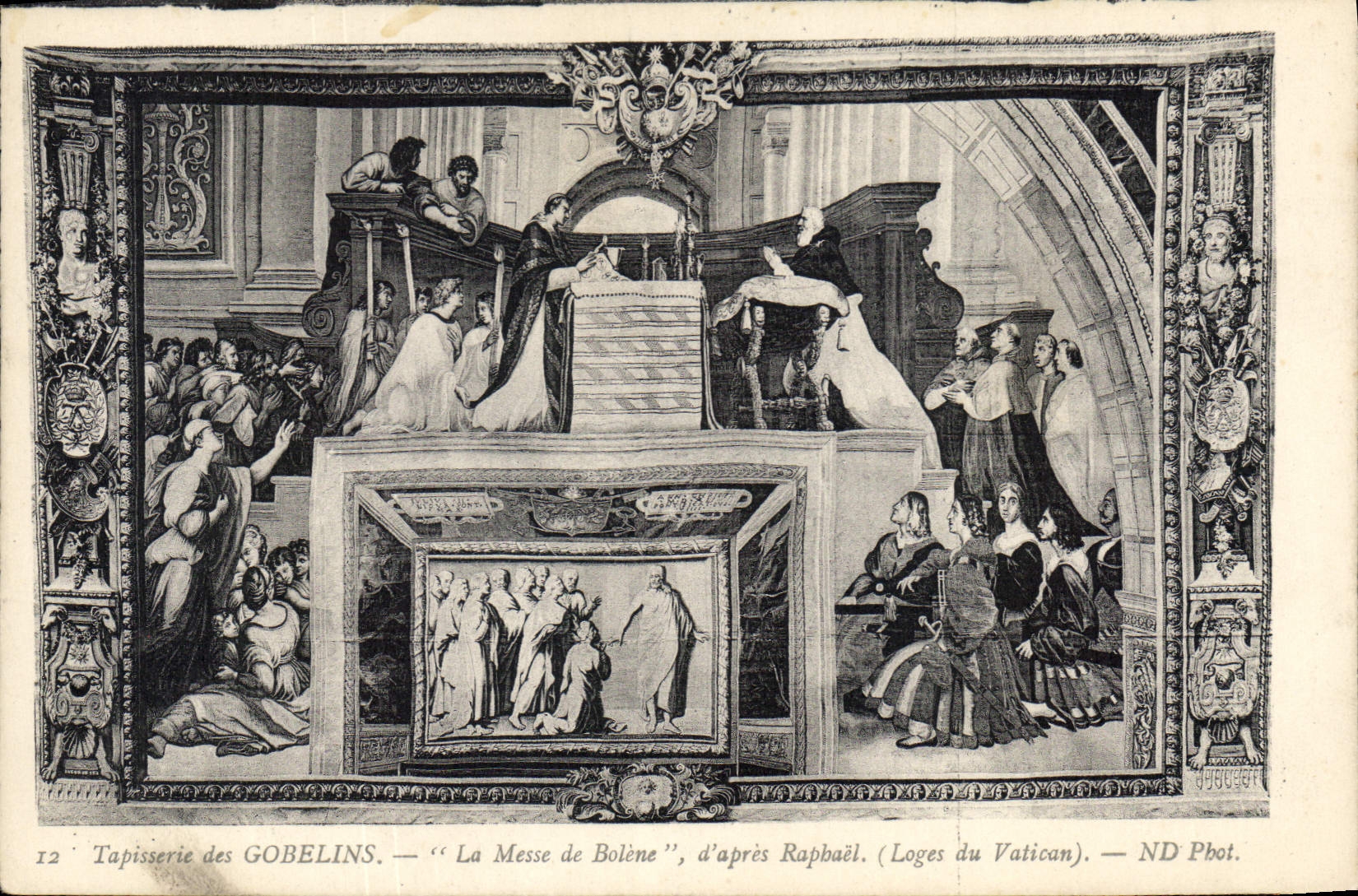 Tapisserie des GOBELINS — 'La Messe de Bolène', d'après Raphaël (Loges du Vatican) — ND Pbot.