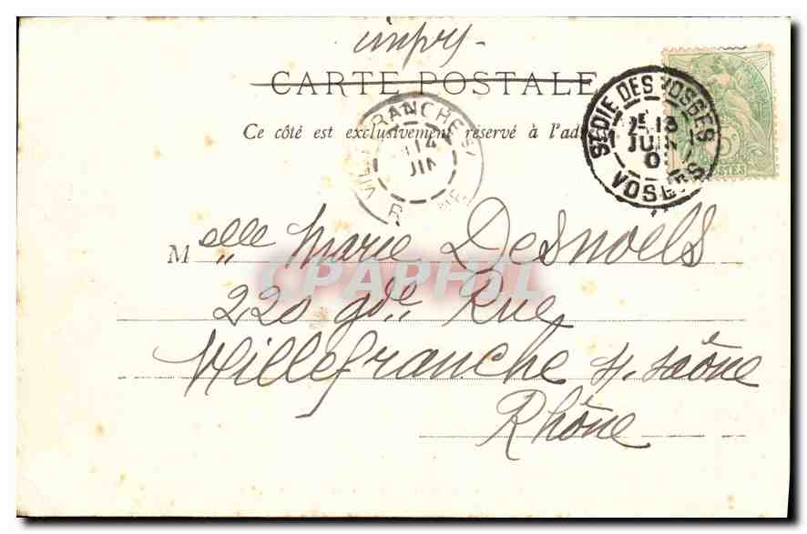 CPA Saint Die roche de la Pierre de Laitre  — Rückseite