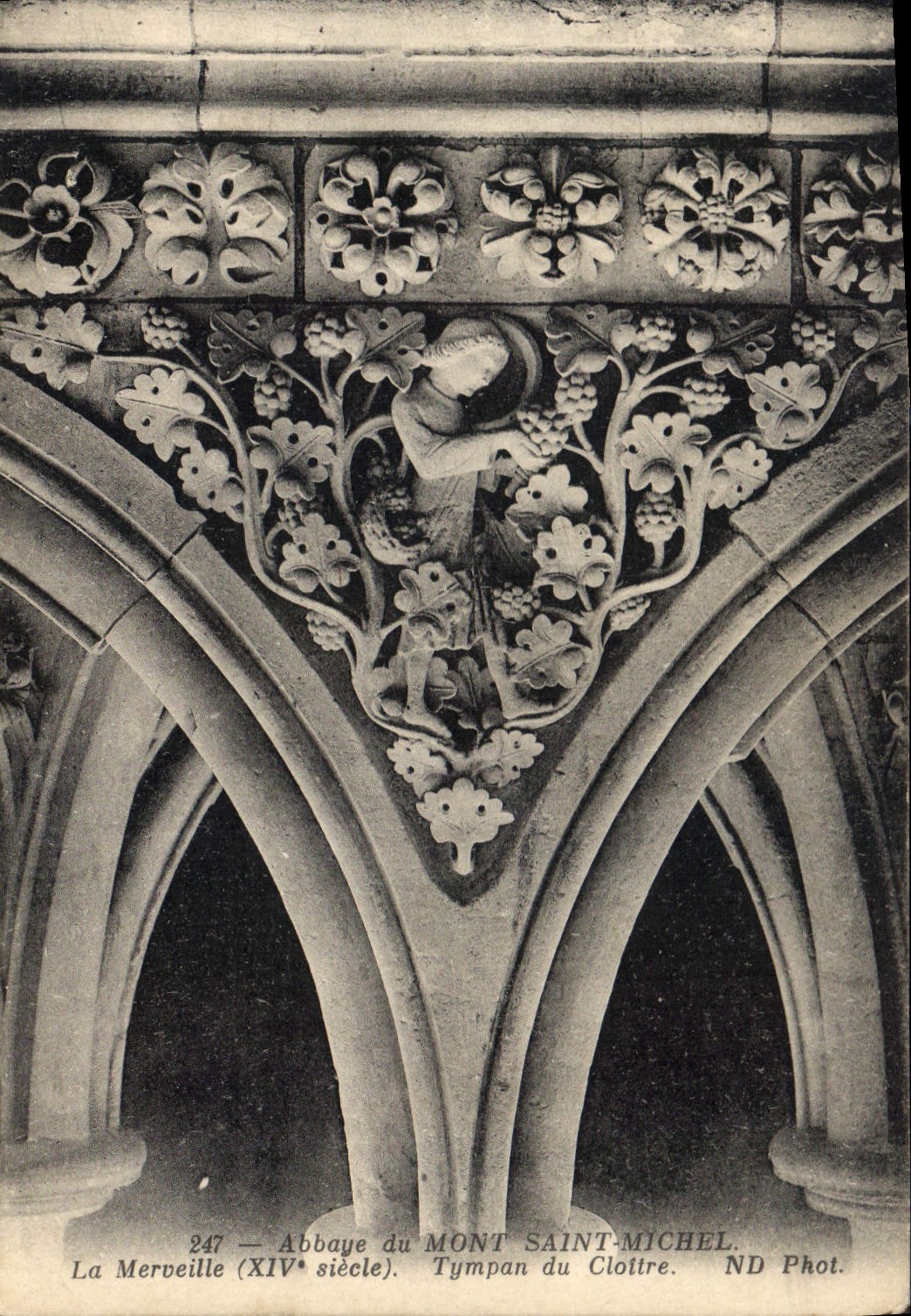 CPA Abbaye du Mont Saint Michel la Merveille XIV siecle Tympan du Cloitre 