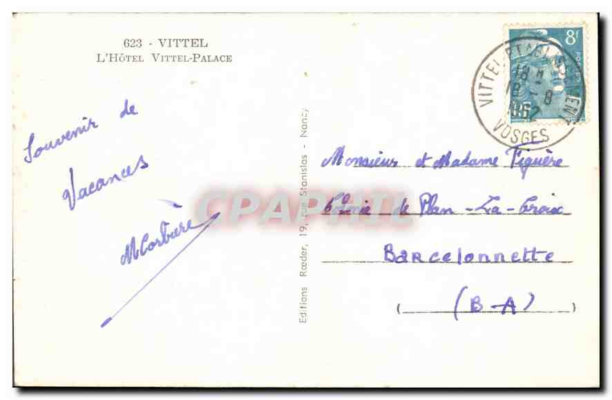 CPA Vittel L'Hotel Vittel Palace  — Rückseite