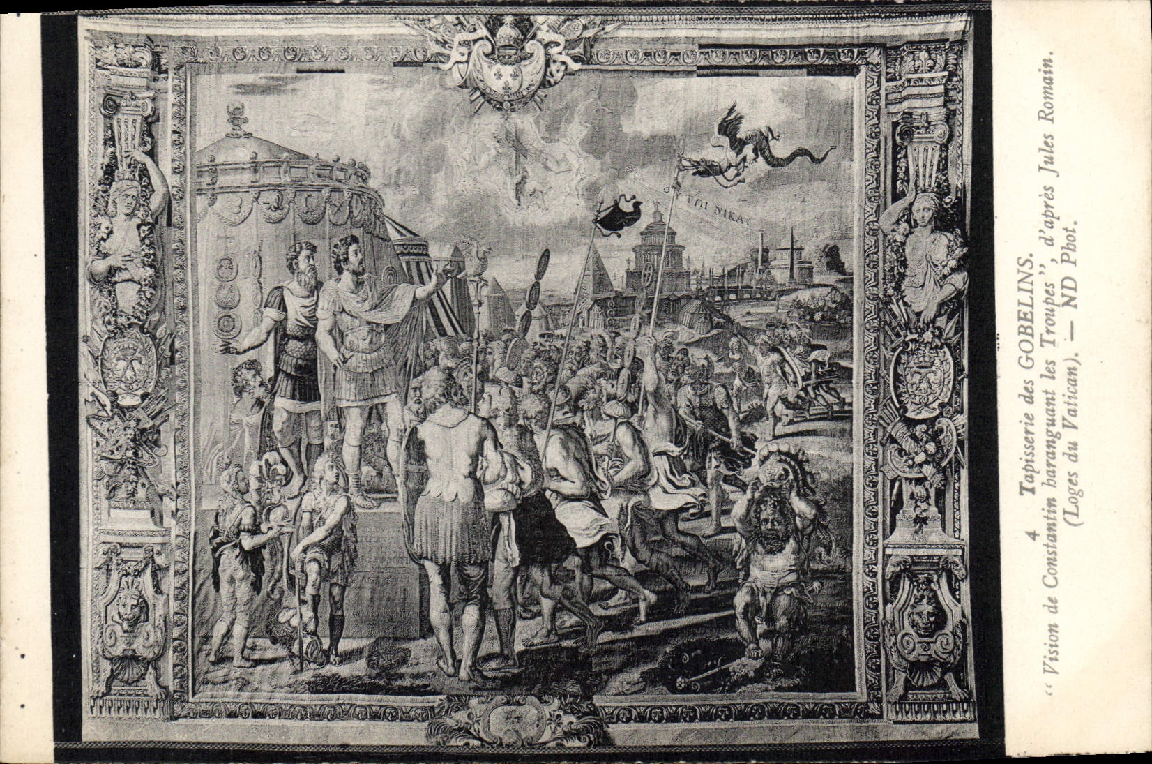 Vision de Constantin baraquant les troupes — Tapisserie des Gobelins — ND Phot.