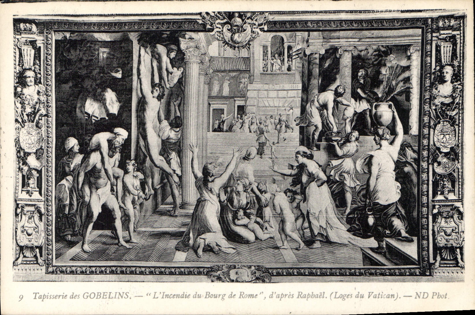 CPA Tapisserie des Gobelins L'Incendie du Bourg de Rome d'spres Raphael Loges du Vatican 