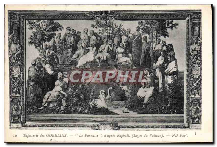 Tapisserie des GOBELINS — 'Le Parnasse', d'après Raphaël (Loges du Vatican) — ND Phot.