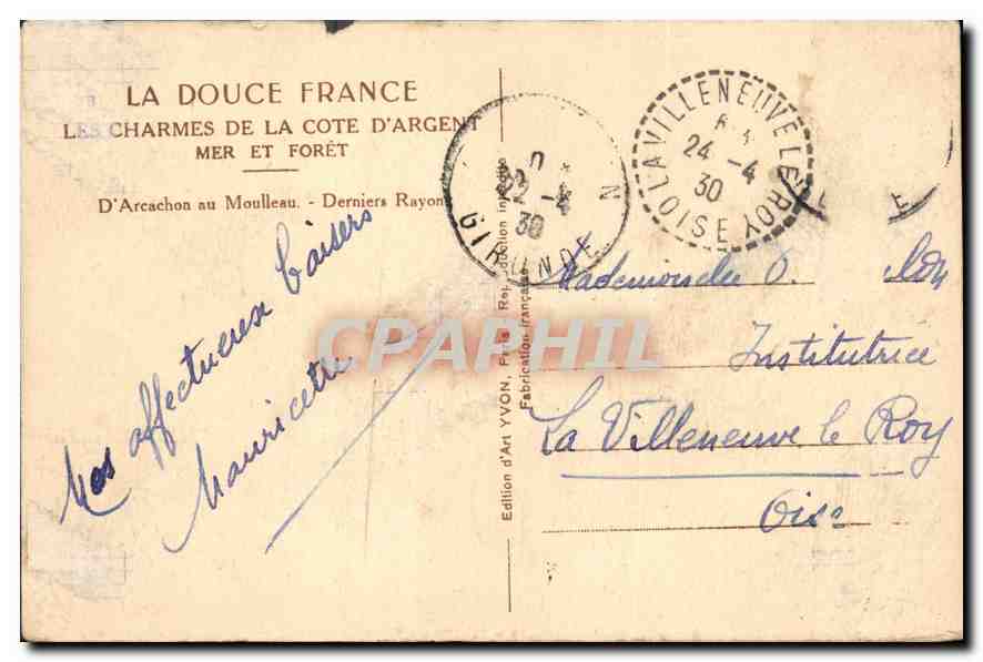 CPA Les Charmes de la Cote d'Argent Mer et foret  — Rückseite