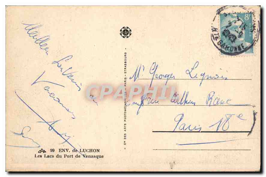 CPA Env de Luchon Les Lacs du port de Venasque  — Rückseite