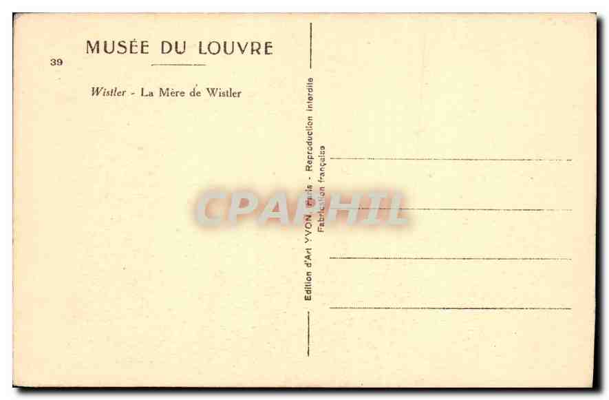 CPA Musee du Louvre La Mere de Wistler  — Rückseite