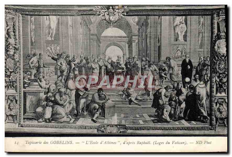 L'École d'Albènes — Tapisserie des Gobelins — d'après Raphaël (Loges du Vatican) — ND Pbot