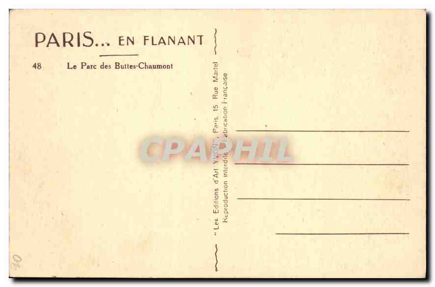 CPA Paris en flanant le Parc des Chaumont  — Rückseite