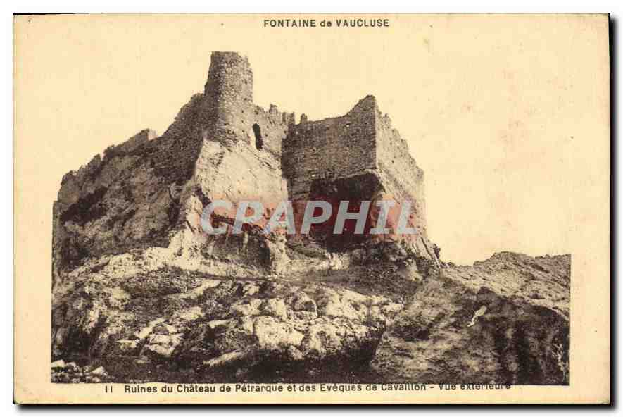 CPA Fontaine de Vaucluse Ruines du Chateau de Petrarque et des Eveques de Cavaillon Vue exterieure 