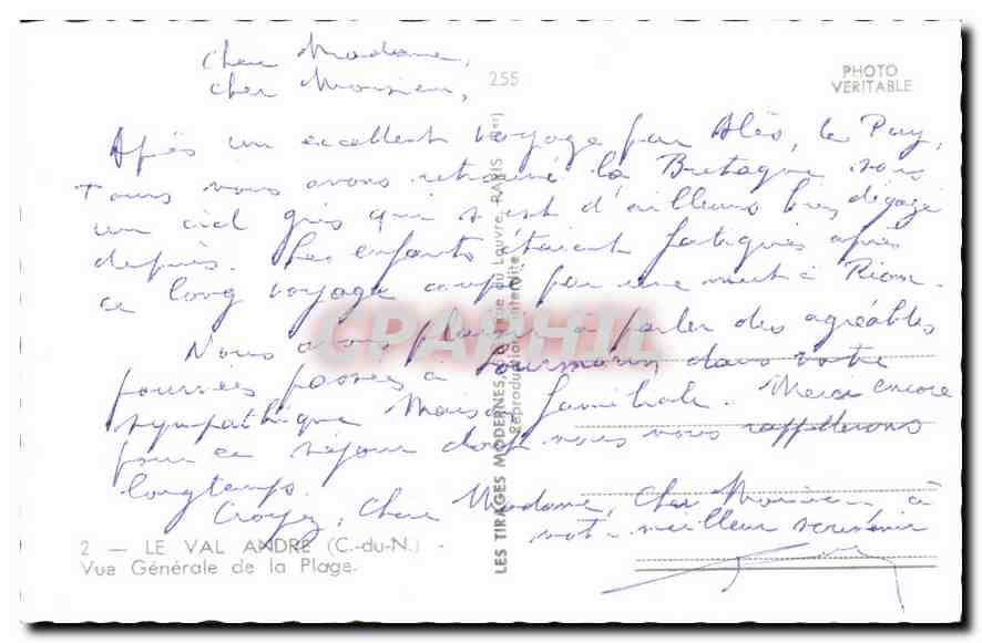 CPA Le Val Andre C du N Vue generale de la Plage  — Rückseite