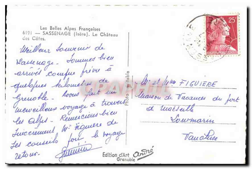 Château de Sassenage — Les Belles Alpes Françaises — Édition d'Art André — Verso