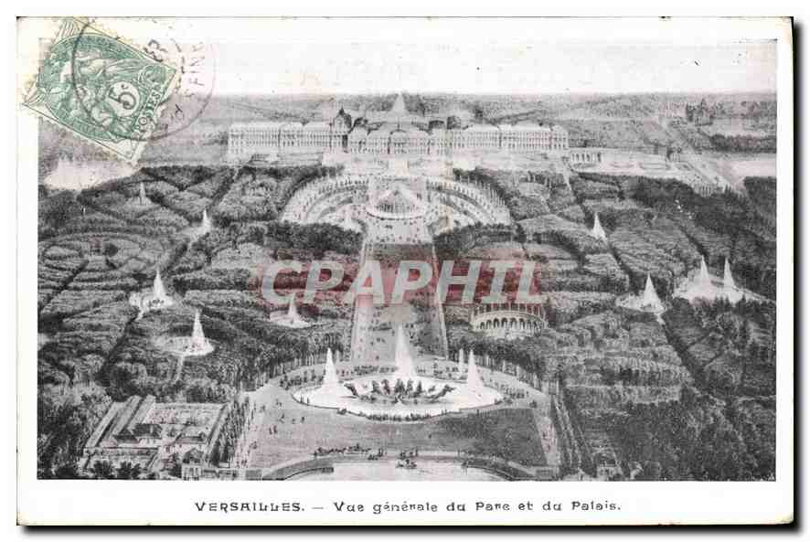 CPA Versailles Vue generale du Parc et du Palais 