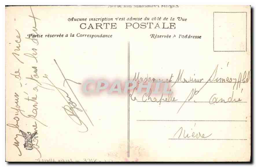 CPA Nice Promenade des Anglais et Jetee Promenade  — Rückseite
