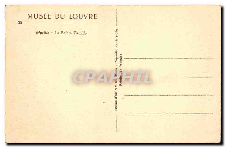 CPA Musee du Louvre Murillo La Sainte Famille  — Verso