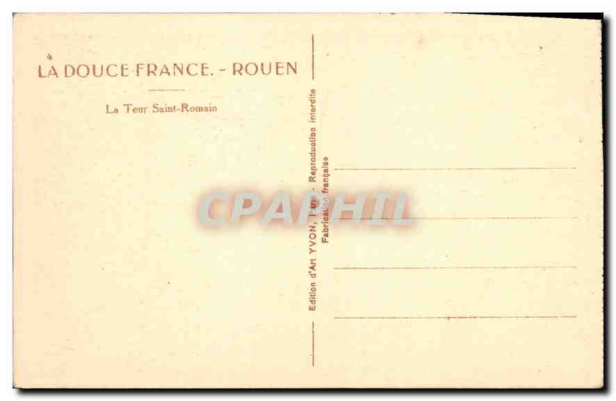 CPA La Douce France Rouen La Tour Saint Romain  — Rückseite