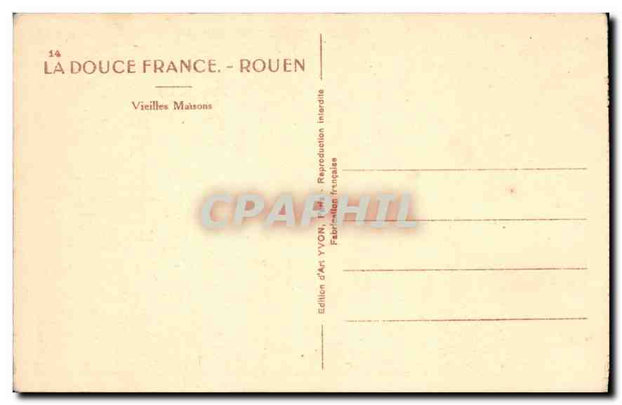 CPA La Douce France Rouen Vieilles Maisons  — Rückseite