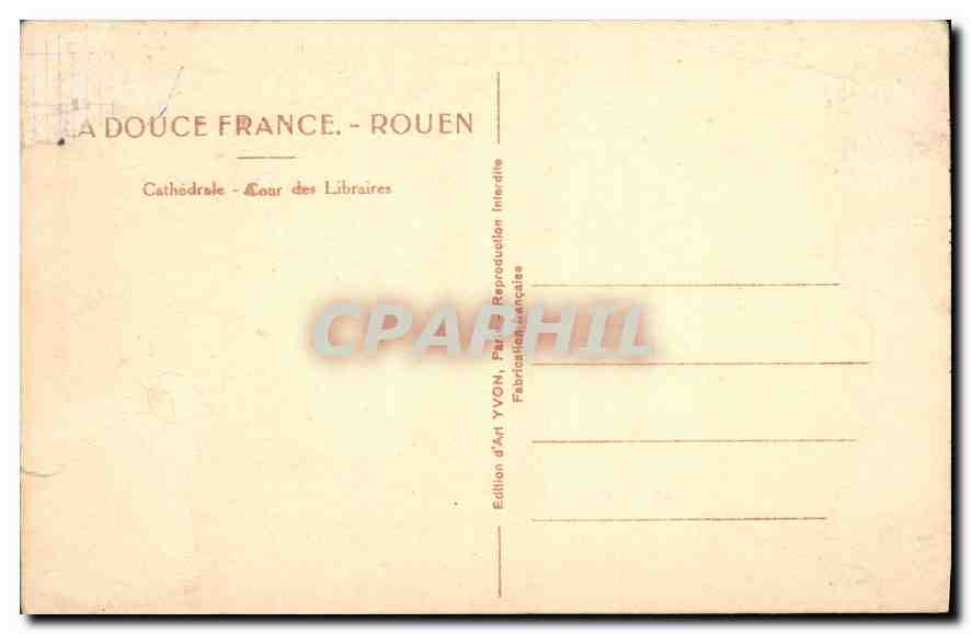 CPA La Douce France Rouen Cathedrale Cour des Libraires  — Rückseite